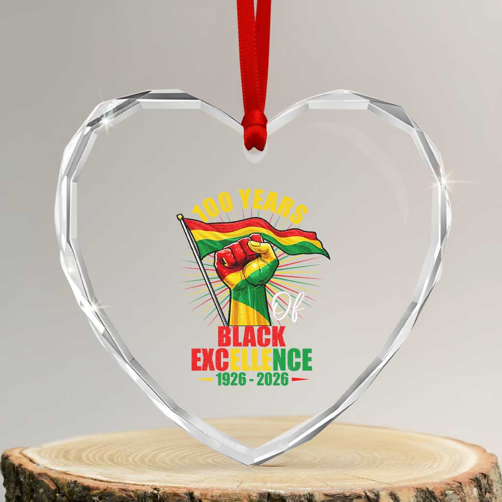 100 Years Of Black Excellence Heart Crystal Glass Ornament Centennial Black History Month