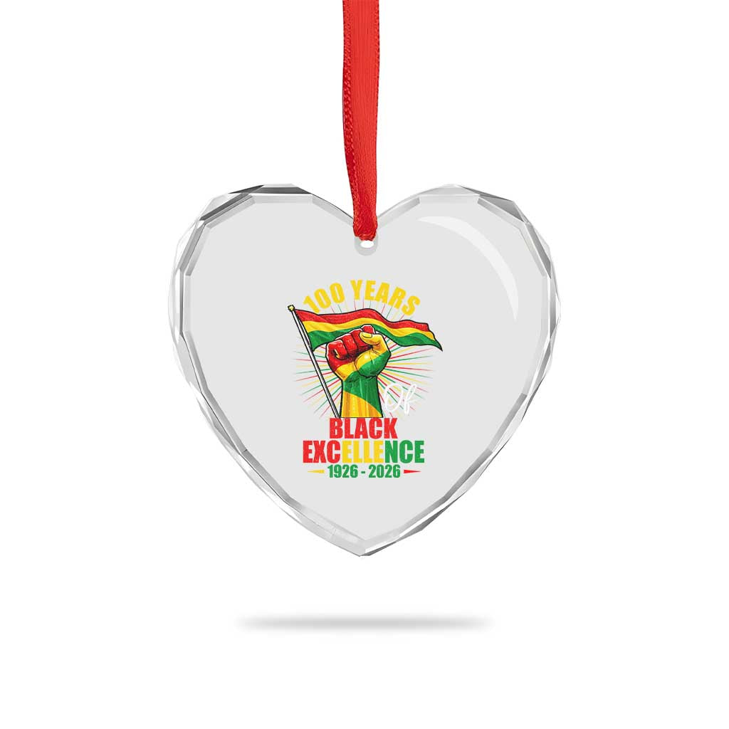 100 Years Of Black Excellence Heart Crystal Glass Ornament Centennial Black History Month