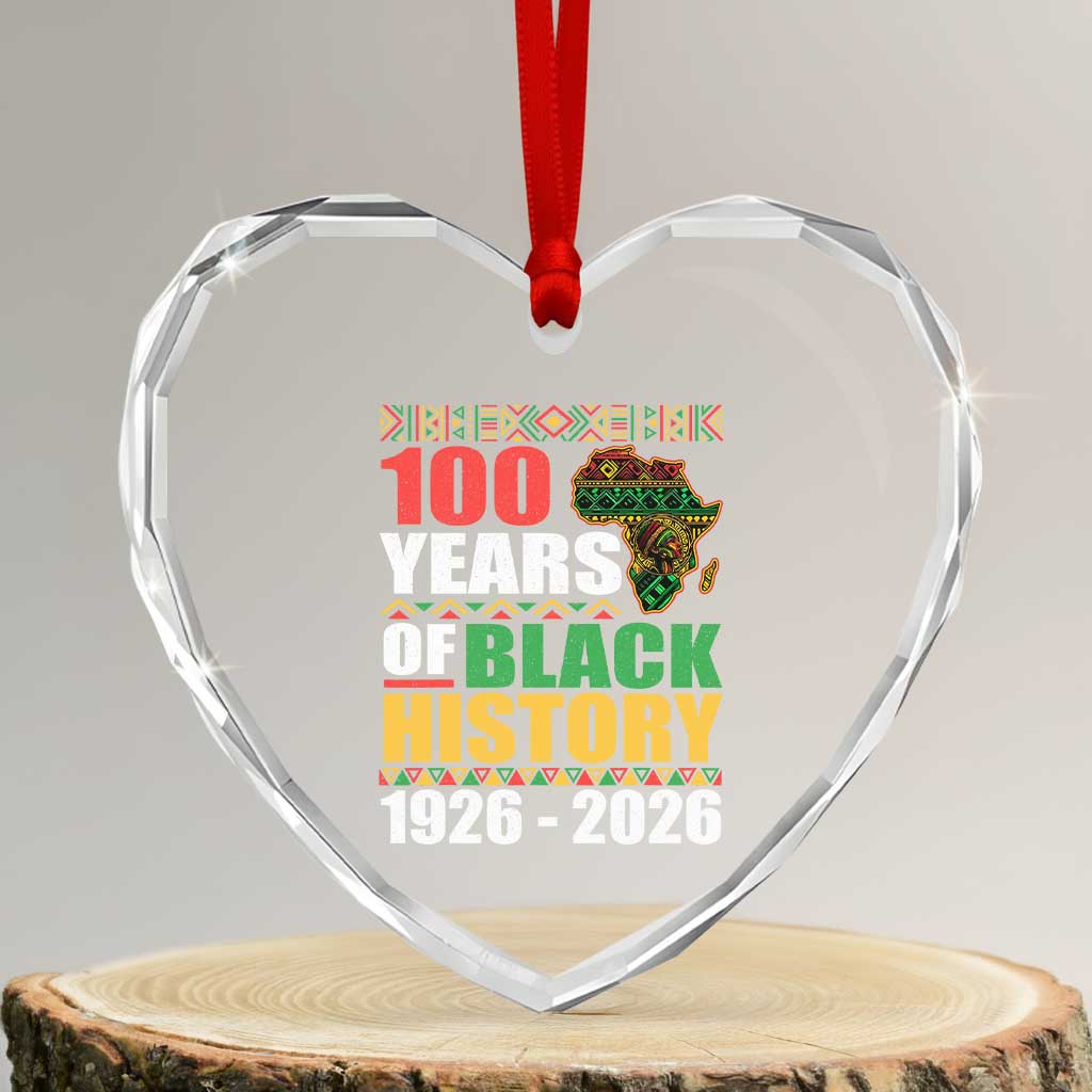 100 Years Of Black History 1926 2026 Centennial Heart Crystal Glass Ornament Africa Map
