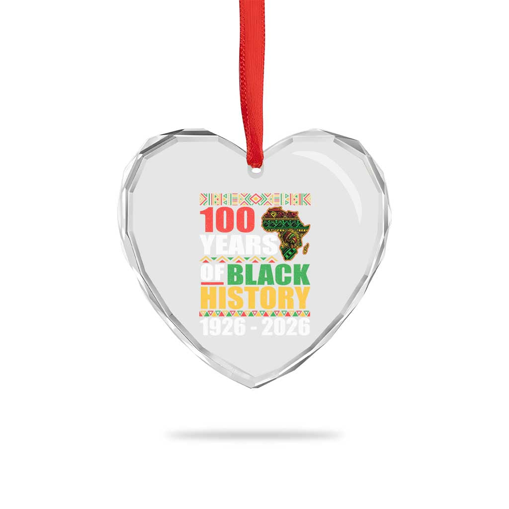 100 Years Of Black History 1926 2026 Centennial Heart Crystal Glass Ornament Africa Map