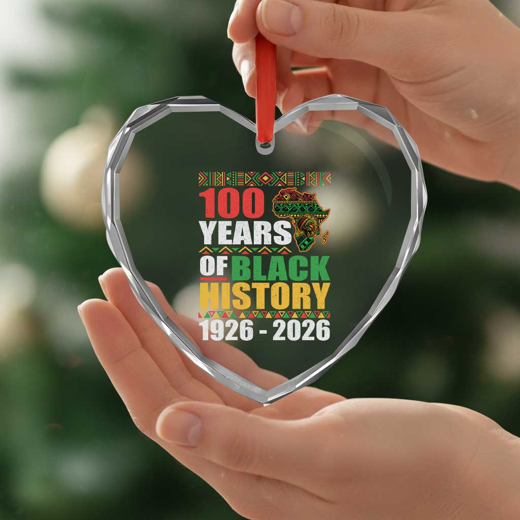 100 Years Of Black History 1926 2026 Centennial Heart Crystal Glass Ornament Africa Map