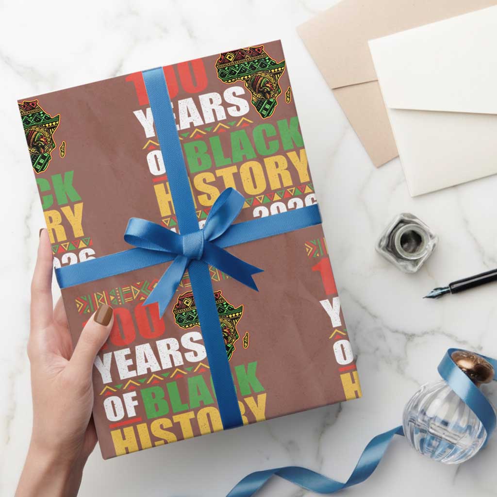 100 Years Of Black History 1926 2026 Centennial Wrapping Paper Roll Africa Map