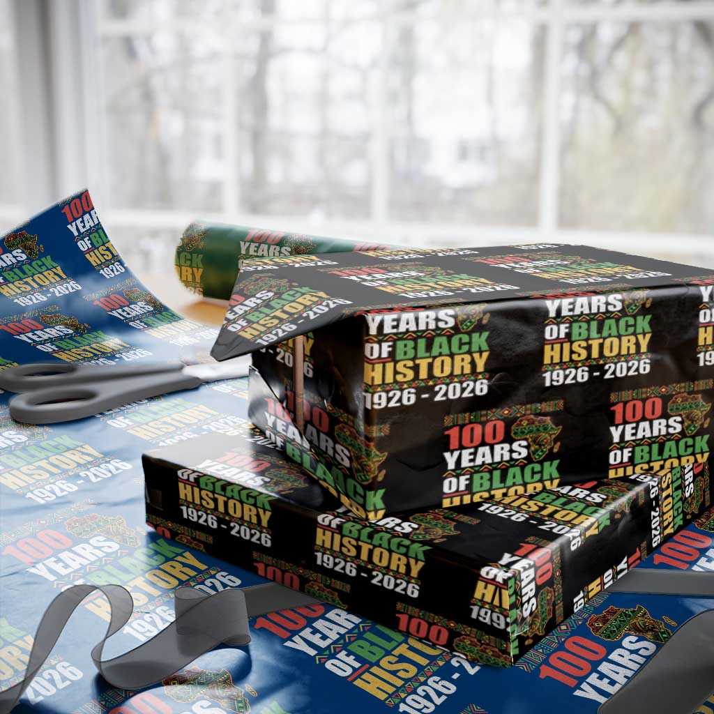 100 Years Of Black History 1926 2026 Centennial Wrapping Paper Roll Africa Map