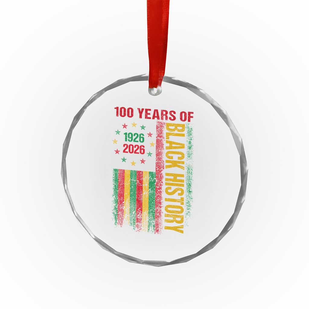100 Years Of Black History Crystal Glass Ornament Centennial Milestone Vintage African American Flag