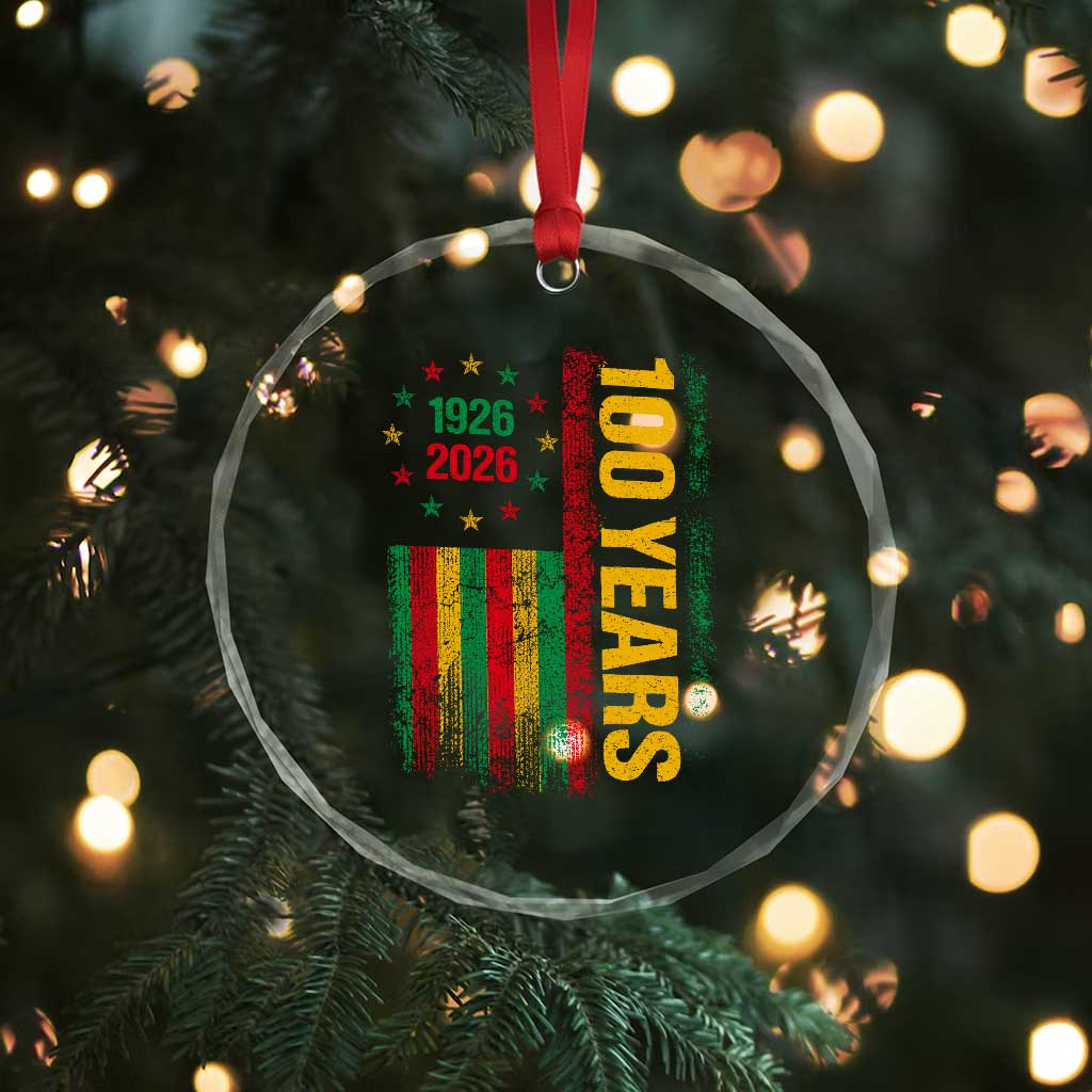 100 Years Of Black History Month Crystal Glass Ornament African American Centennial Milestone American Flag