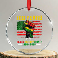 100 Years Of Black History Month Crystal Glass Ornament Hand Fist African American Milestone American Flag