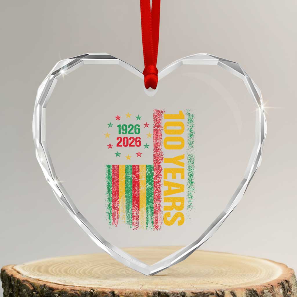 100 Years Of Black History Month Heart Crystal Glass Ornament African American Centennial Milestone American Flag