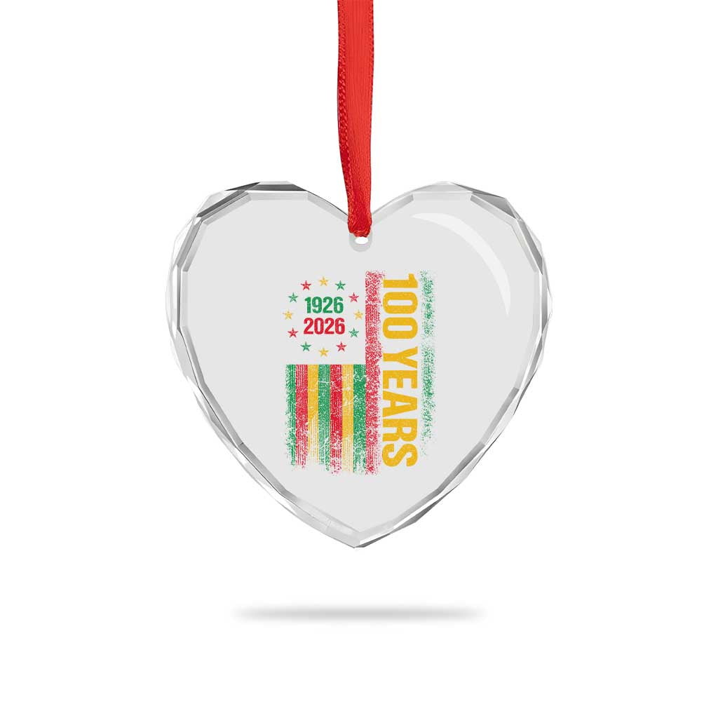 100 Years Of Black History Month Heart Crystal Glass Ornament African American Centennial Milestone American Flag