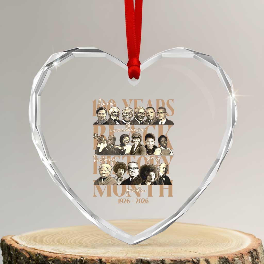 100 Years Of Black History Month Heart Crystal Glass Ornament African American Historical Figures