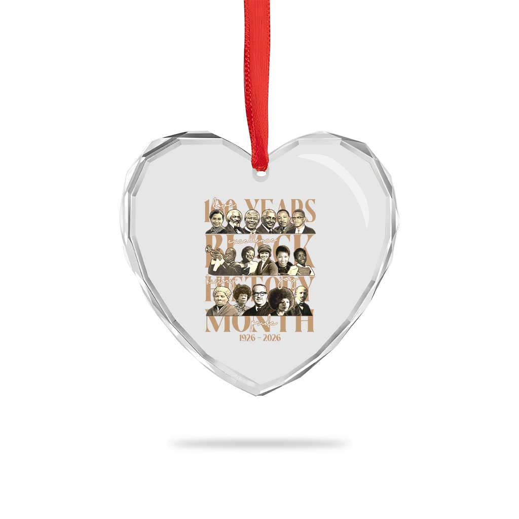 100 Years Of Black History Month Heart Crystal Glass Ornament African American Historical Figures