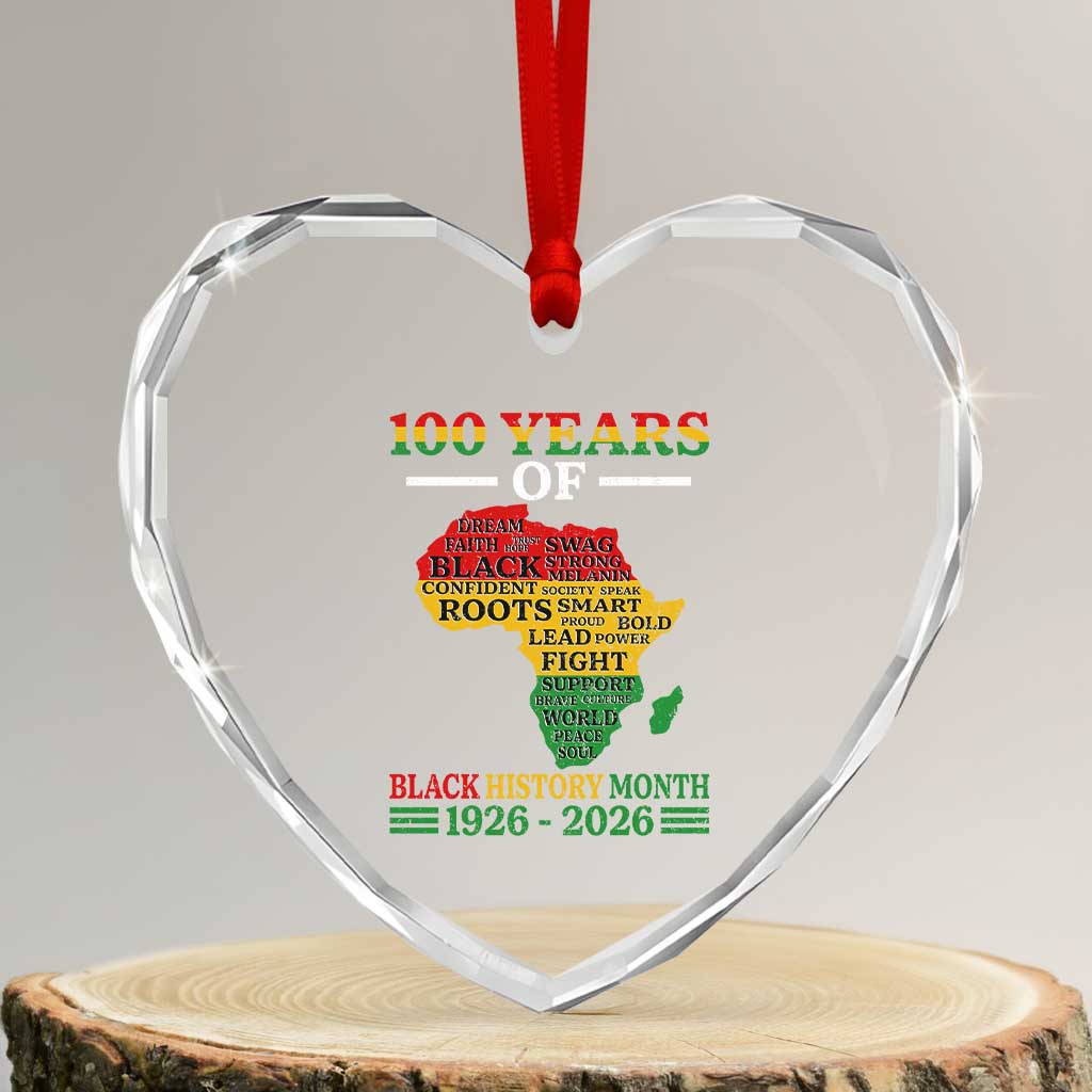 100 Years Of Black History Month Heart Crystal Glass Ornament Centennial Of Black Culture