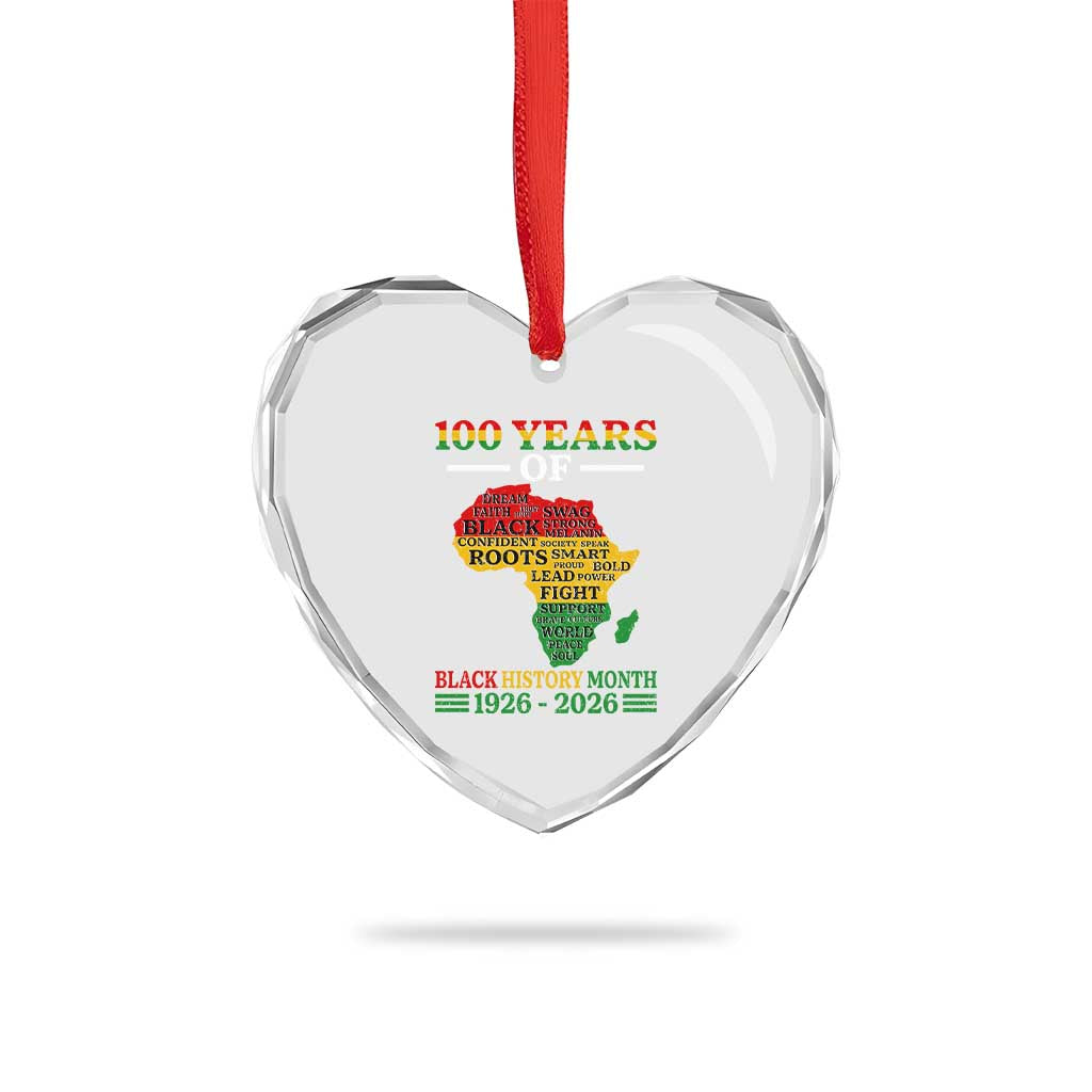 100 Years Of Black History Month Heart Crystal Glass Ornament Centennial Of Black Culture