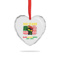 100 Years Of Black History Month Heart Crystal Glass Ornament Hand Fist African American Milestone American Flag