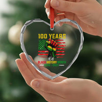 100 Years Of Black History Month Heart Crystal Glass Ornament Hand Fist African American Milestone American Flag