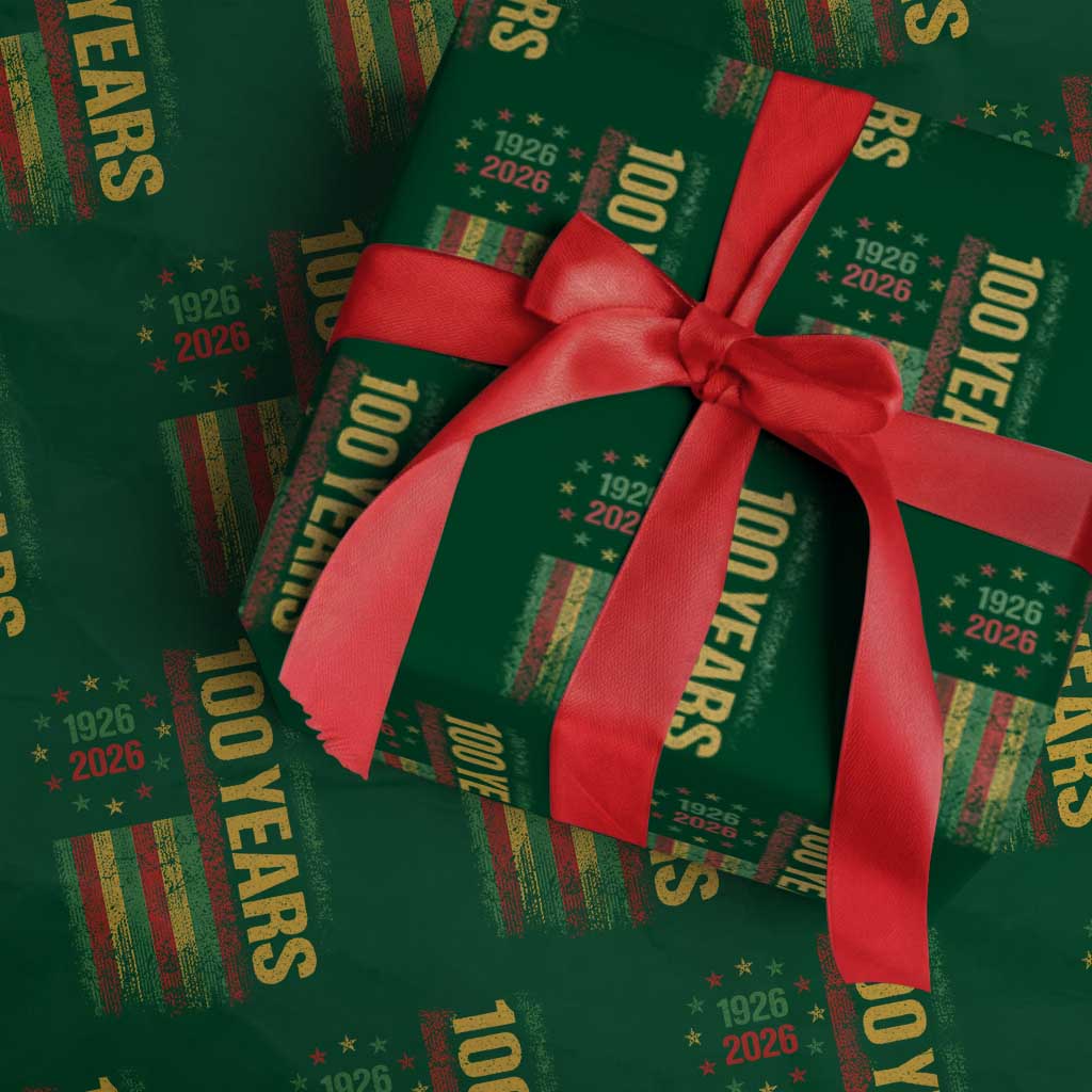 100 Years Of Black History Month Wrapping Paper Roll African American Centennial Milestone American Flag
