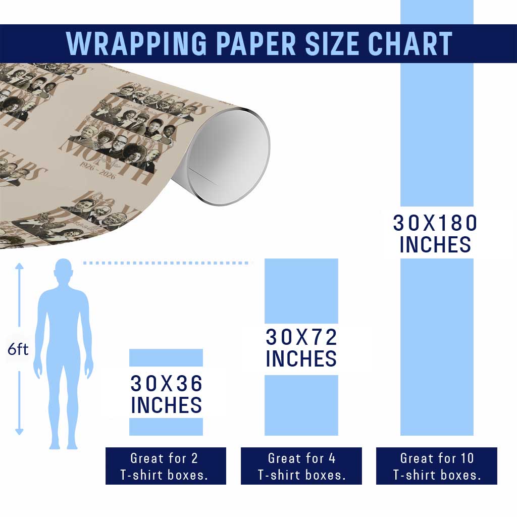 100 Years Of Black History Month Wrapping Paper Roll African American Historical Figures