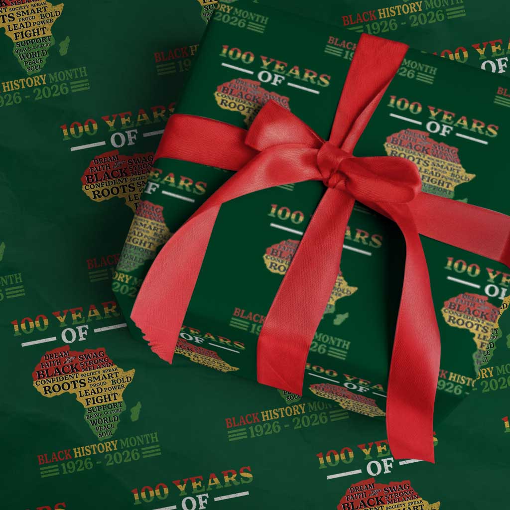 100 Years Of Black History Month Wrapping Paper Roll Centennial Of Black Culture
