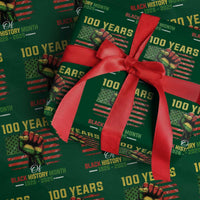 100 Years Of Black History Month Wrapping Paper Roll Hand Fist African American Milestone American Flag