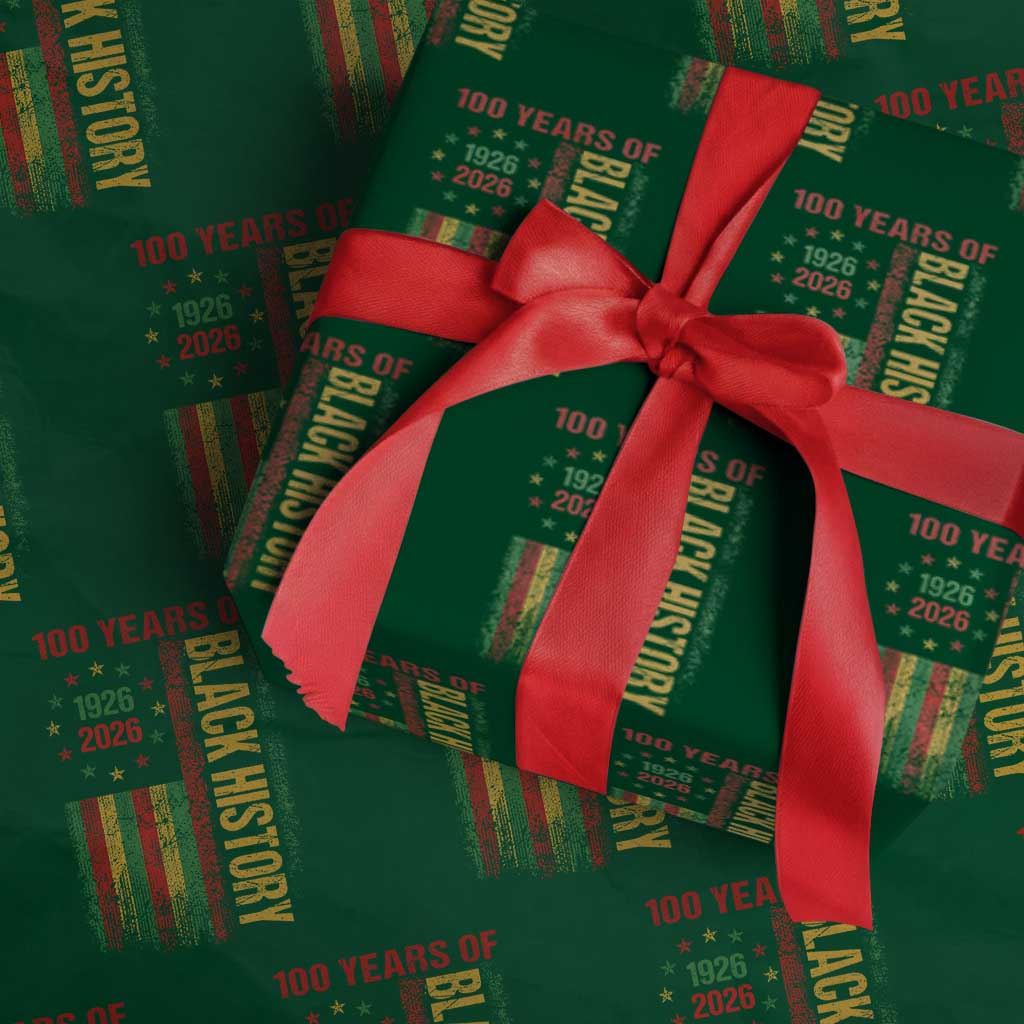 100 Years Of Black History Wrapping Paper Roll Centennial Milestone Vintage African American Flag