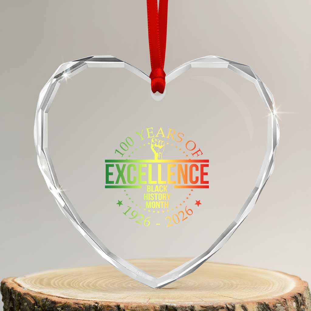 100 Years Of Excellence Black History Month 1926 2026 Heart Crystal Glass Ornament