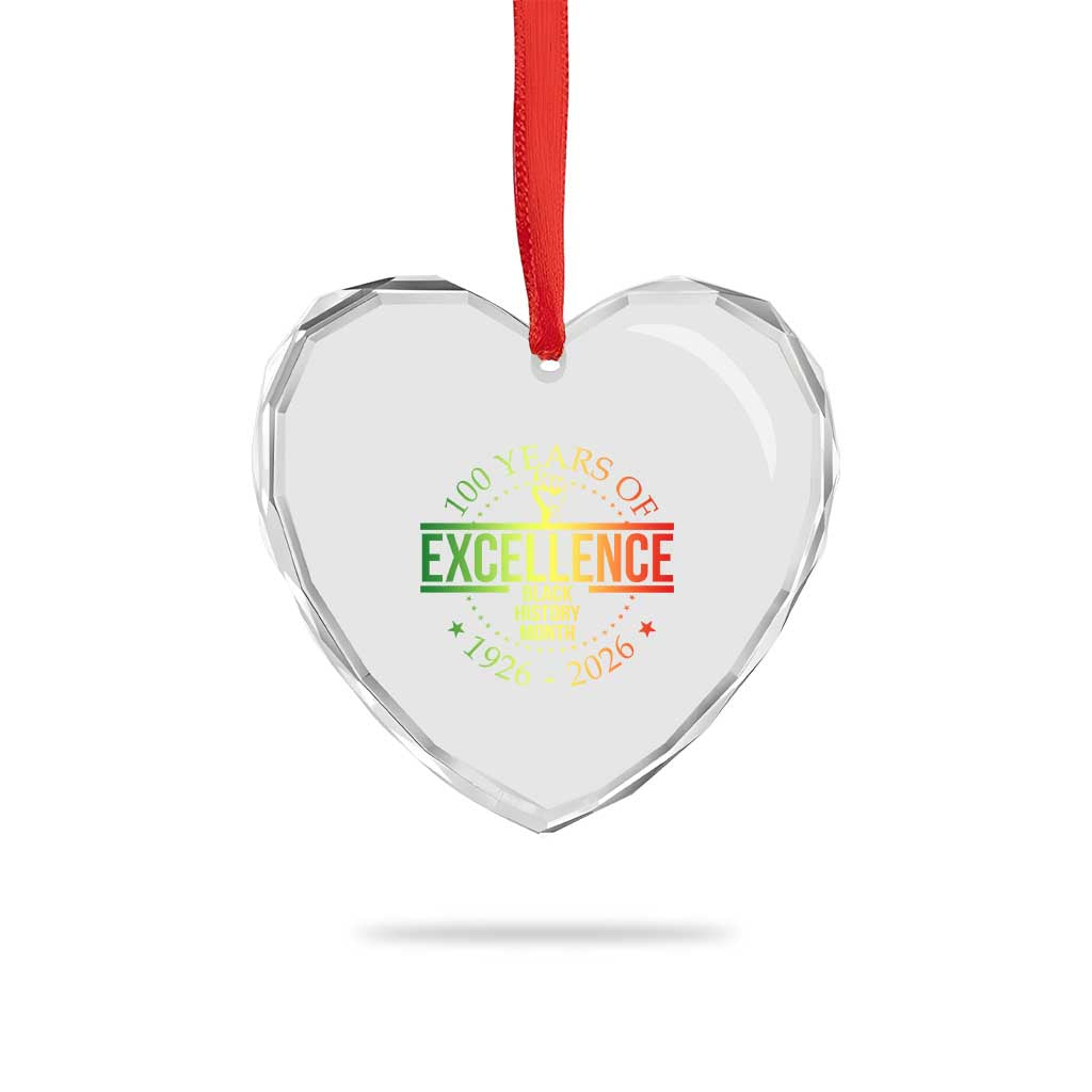 100 Years Of Excellence Black History Month 1926 2026 Heart Crystal Glass Ornament