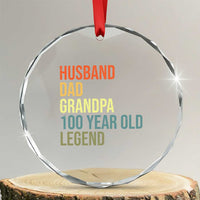 100th Birthday Crystal Glass Ornament Husband Dad Grandpa 100 Year Old Legend