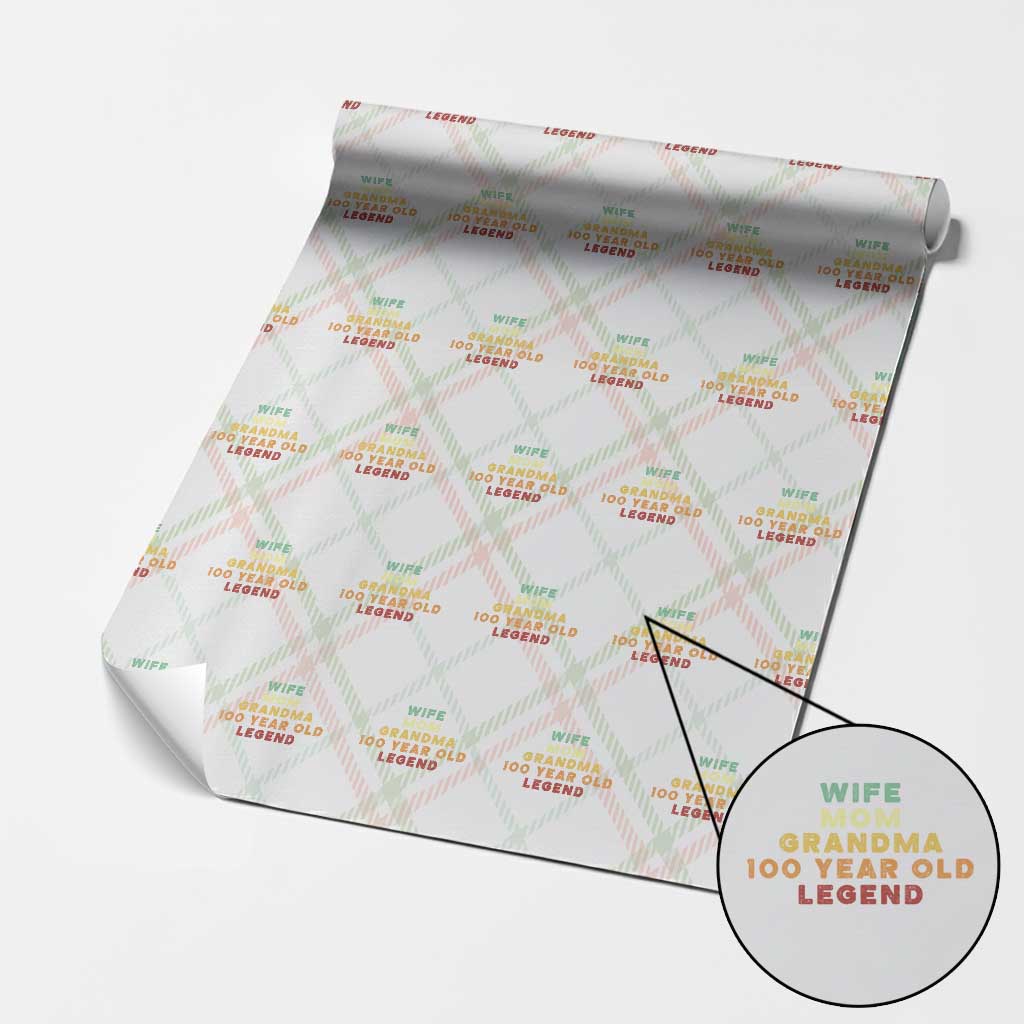 100th Birthday Gifts For Women Wrapping Paper Roll Wife Mom Grandma 100 Year Old Legend