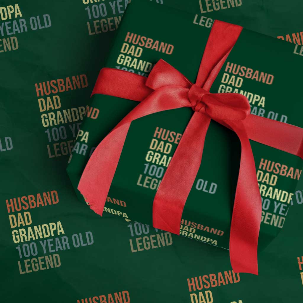 100th Birthday Wrapping Paper Roll Husband Dad Grandpa 100 Year Old Legend