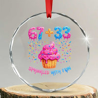 100th Day of School Girl Crystal Glass Ornament 67 33 100 Days Sprinkled With Fun Cupcake Six Seven Meme