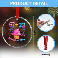 100th Day of School Girl Crystal Glass Ornament 67 33 100 Days Sprinkled With Fun Cupcake Six Seven Meme