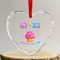 100th Day of School Girl Heart Crystal Glass Ornament 67 33 100 Days Sprinkled With Fun Cupcake Six Seven Meme