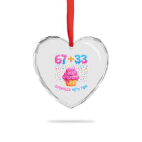 100th Day of School Girl Heart Crystal Glass Ornament 67 33 100 Days Sprinkled With Fun Cupcake Six Seven Meme