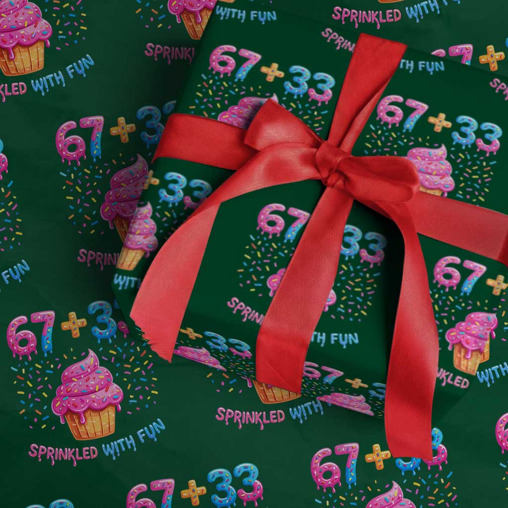 100th Day of School Girl Wrapping Paper Roll 67 33 100 Days Sprinkled With Fun Cupcake Six Seven Meme