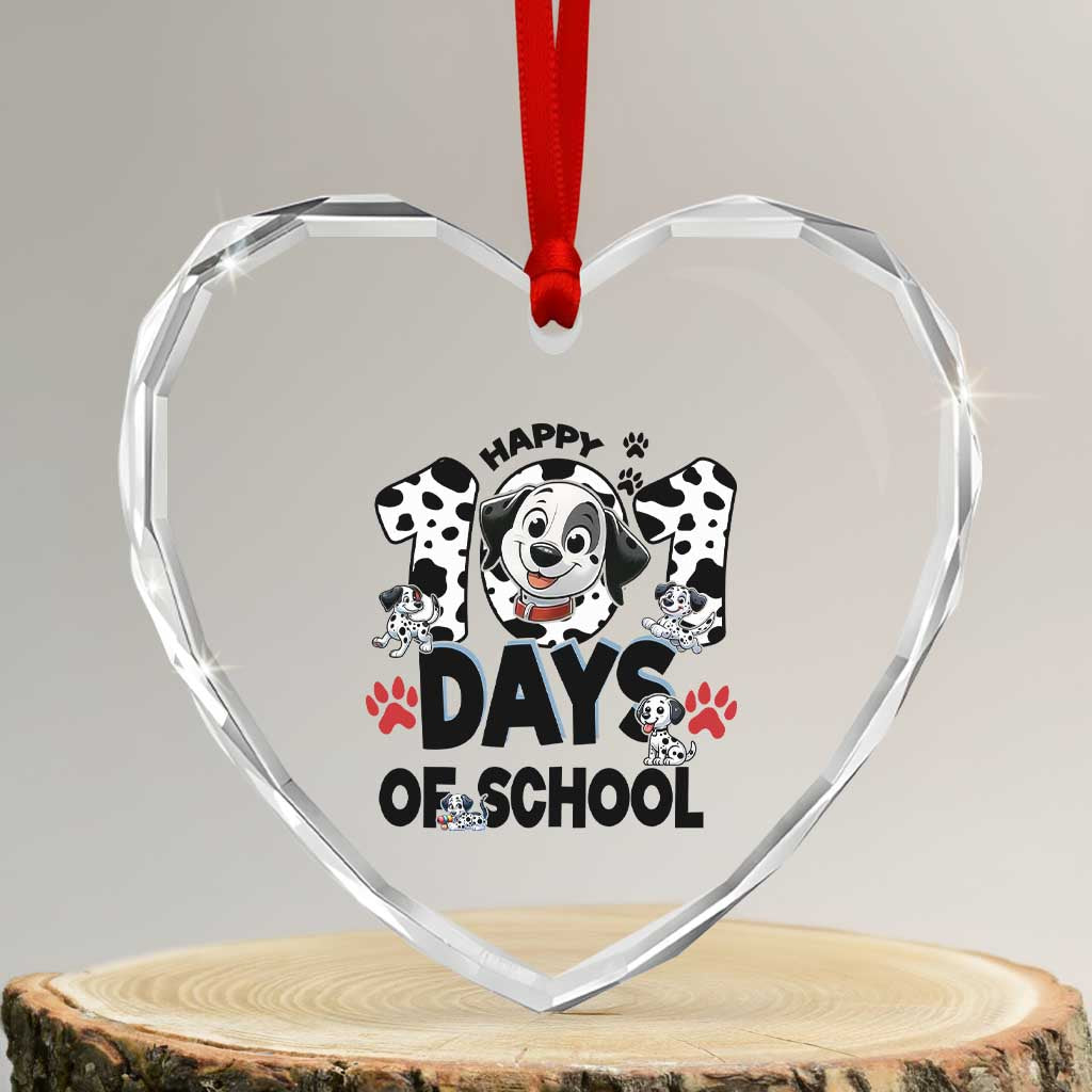 101 Days Of School Dalmatian Dogs Heart Crystal Glass Ornament Happy 101th Day - Wonder Print Shop