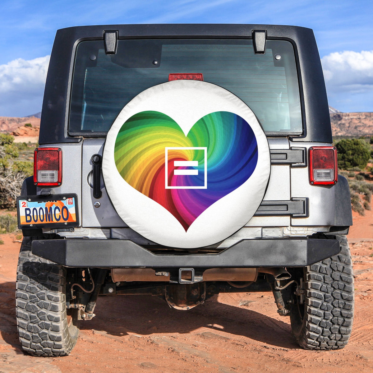 LGBT Tire Covers - Rainbow Equality Heart Spare Tire Cover NO.39 LT8 - Wonder Print Shop
