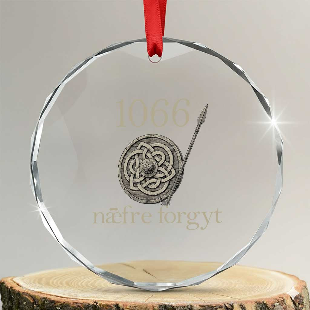 1066 Never Forget Crystal Glass Ornament Battle of Hastings Old English Anglo Saxon Warrior Medieval Shield - Wonder Print Shop