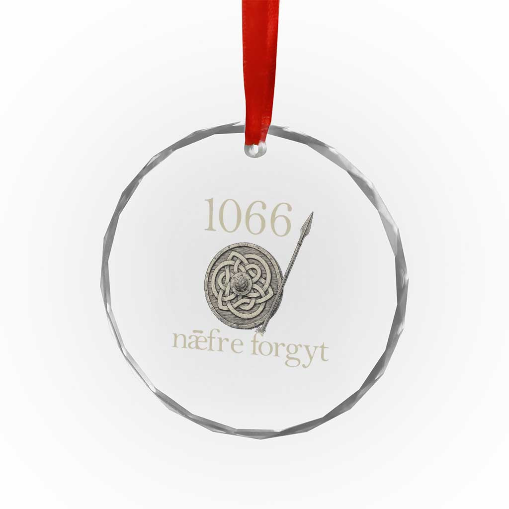 1066 Never Forget Crystal Glass Ornament Battle of Hastings Old English Anglo Saxon Warrior Medieval Shield - Wonder Print Shop