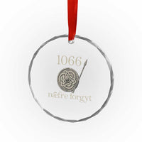 1066 Never Forget Crystal Glass Ornament Battle of Hastings Old English Anglo Saxon Warrior Medieval Shield - Wonder Print Shop