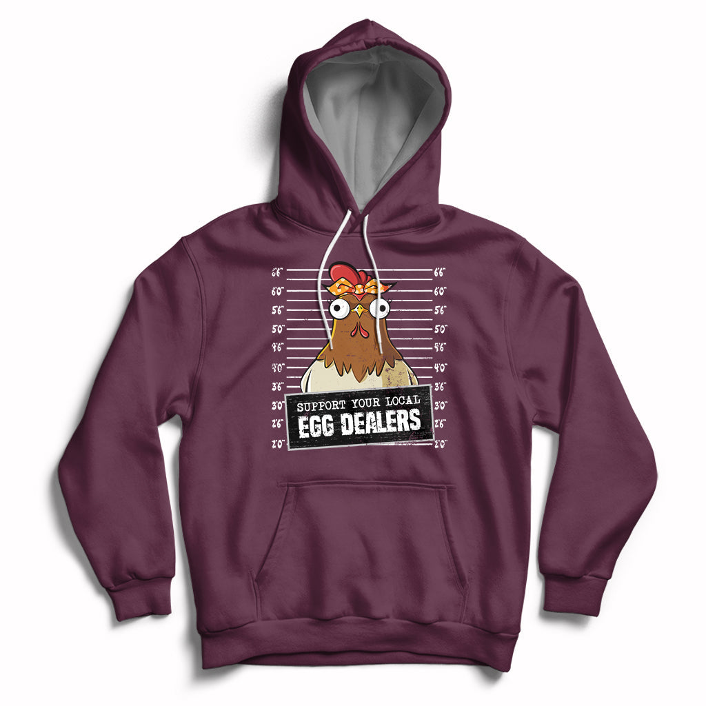 Support Your Local Egg Dealers Funny Egg Dealer Chicken Mugshot Hoodie - Wonder Print Shop