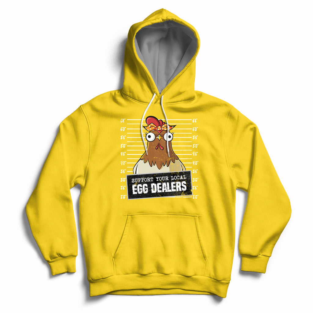 Support Your Local Egg Dealers Funny Egg Dealer Chicken Mugshot Hoodie - Wonder Print Shop
