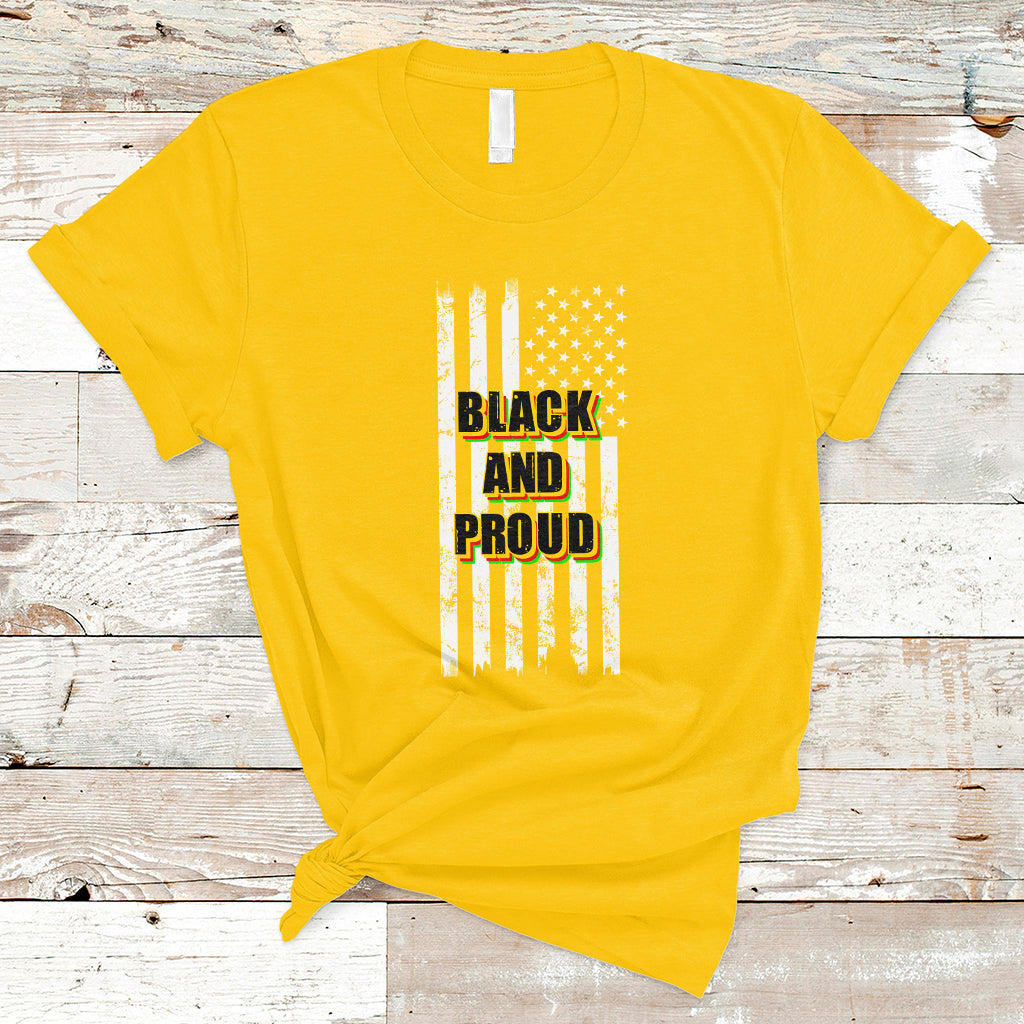 BHM Black And Proud African American Pride Us Flag T Shirt - Wonder Print Shop