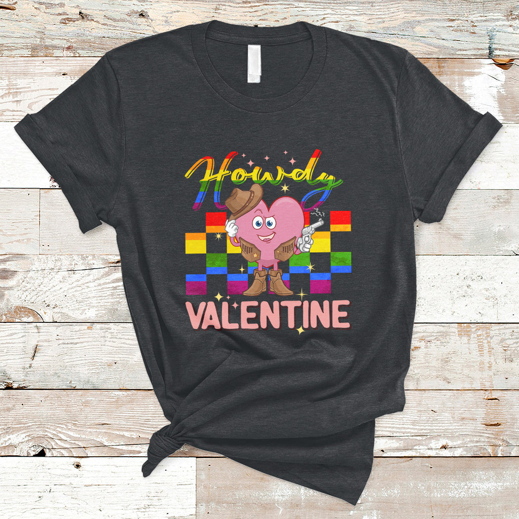 Howdy Valentine Funny Valentine's Day Cowboy Heart Groovy T-Shirt - Wonder Print Shop