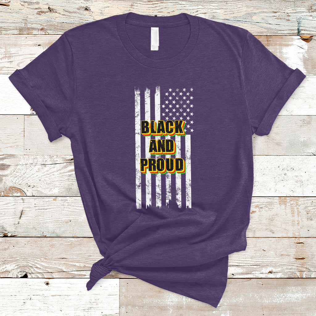 BHM Black And Proud African American Pride Us Flag T Shirt - Wonder Print Shop