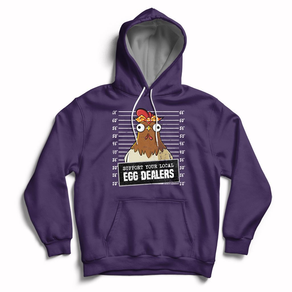 Support Your Local Egg Dealers Funny Egg Dealer Chicken Mugshot Hoodie - Wonder Print Shop