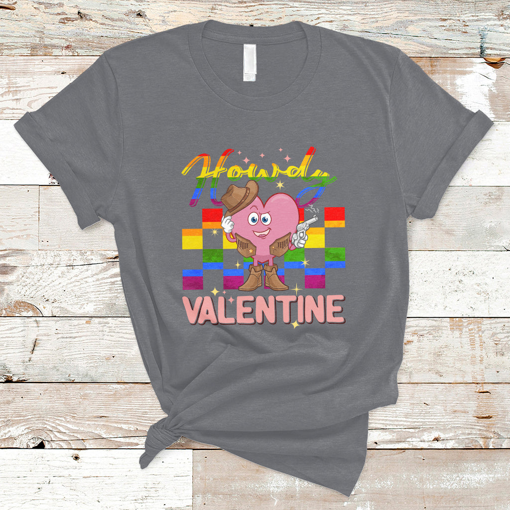 Howdy Valentine Funny Valentine's Day Cowboy Heart Groovy T-Shirt - Wonder Print Shop