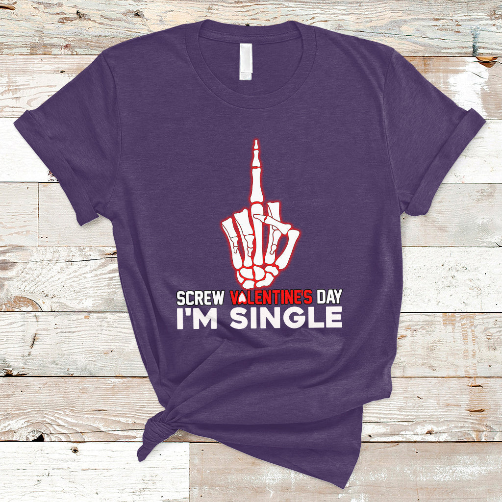 Screw Valentine Ew Anti Valentine's Day Middle Finger T-Shirt - Wonder Print Shop