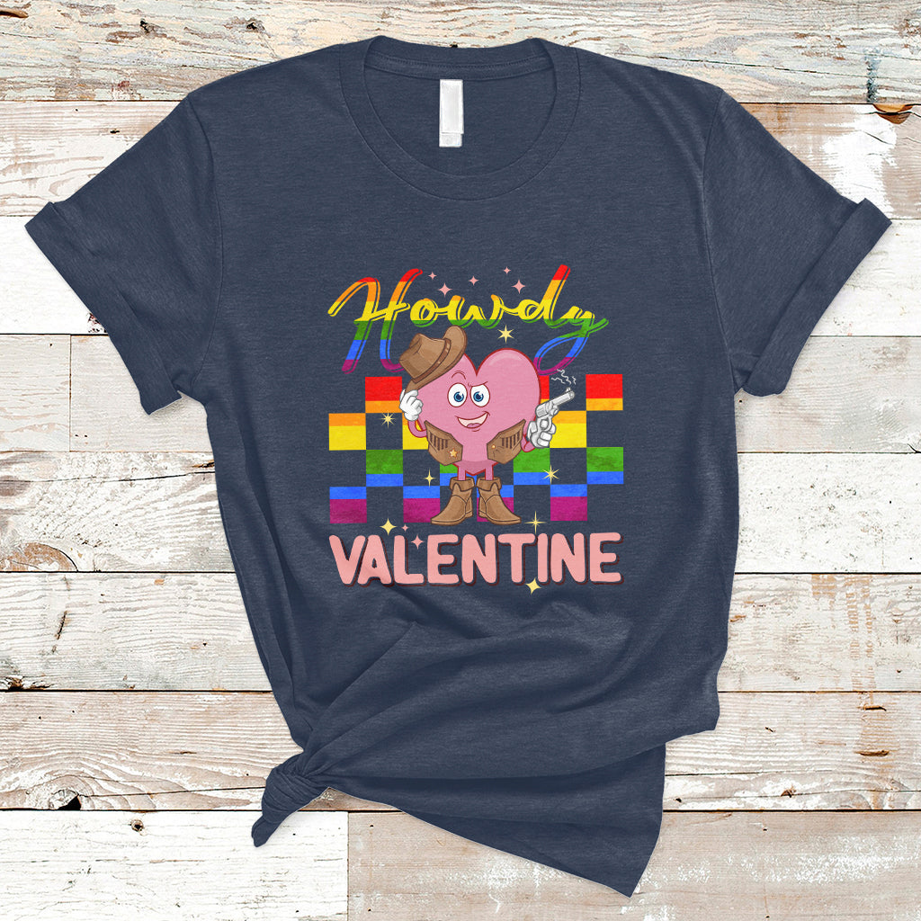 Howdy Valentine Funny Valentine's Day Cowboy Heart Groovy T-Shirt - Wonder Print Shop