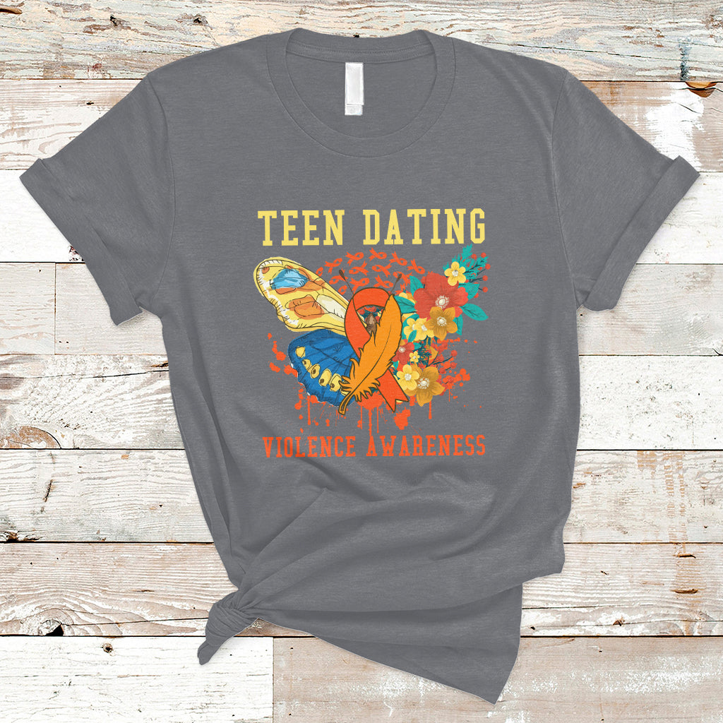 Spread Teen Dating Violence Awareness Orange Butterfly T-Shirt - Wonder Print Shop