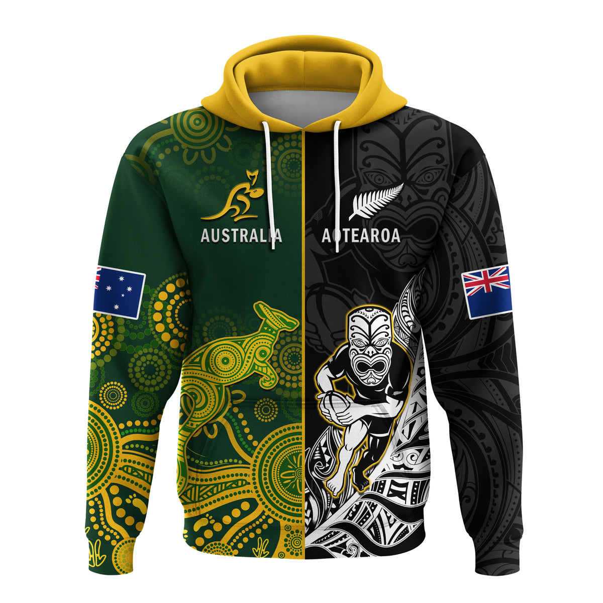 Australia Rugby Mix Aotearoa Rugby Hoodie Wallabies All Black Special Version - Wonder Print Shop