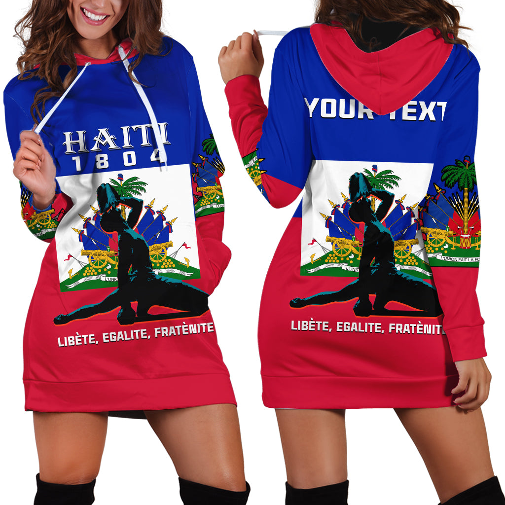 (Custom Personalised) Haiti Hoodie Dress Negre Marron With Haitian Flag LT14